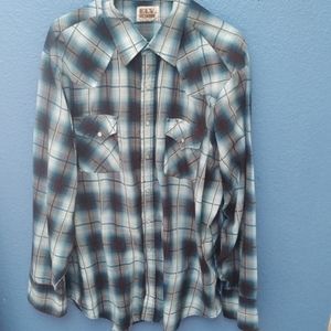 Ely cattleman blue plaid Western shirt XXl